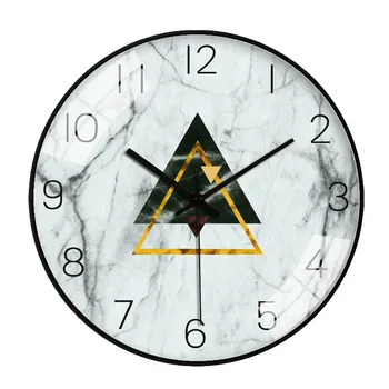 

Marble Texture Wall Clock Trendy Household Living Room Decoration Quartz Wall Clock 12 Inches Wall Watch Triangle Floor G124