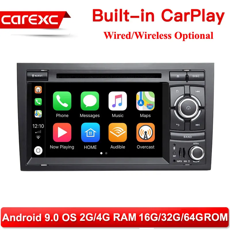 

CarExc Wireless CarPlay Multimedia DVD 2Din GPS Navi Android 9.0 Autoradio for Audi A4 B6 B7 S4 B7 B6 RS4 2002-2008 SEAT Exeo