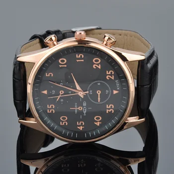 

Alloy PU Leather Band Watches Quartz Wrist Watch with Decorative Sub-Dial for Men