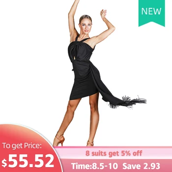 

Adult Women Latin Dance Backless Training Clothes Tassel Dress Rumba Cha Cha Salsa Foxtrot Quickstep Dance Competition Costume