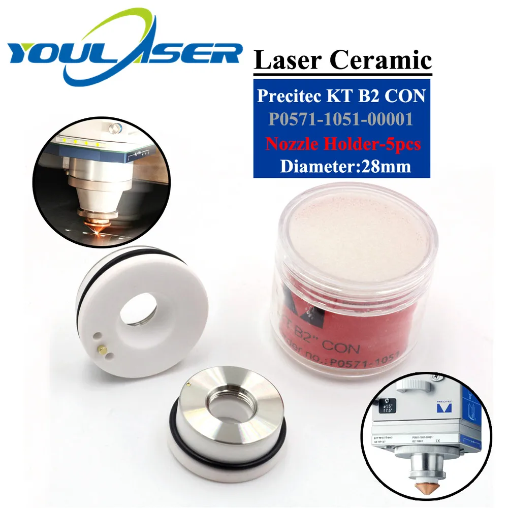 Лазерная керамика 28 мм/24,5 мм OEM Precitec Lasermech KT B2 CON P0571-1051-00001 Держатель сопла для волоконной лазерной резки