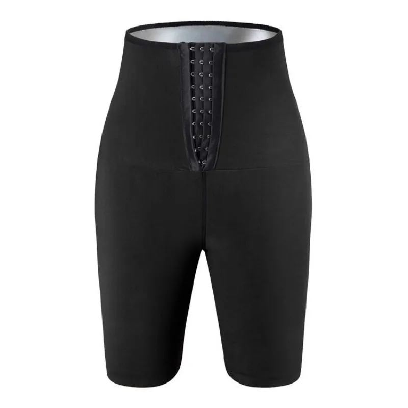 Women's Abdomen Control Hip-Lifting Sweat Pants Sauna Beam High Waist Body Fitness Breasted Three-Point/Five Point Shorts