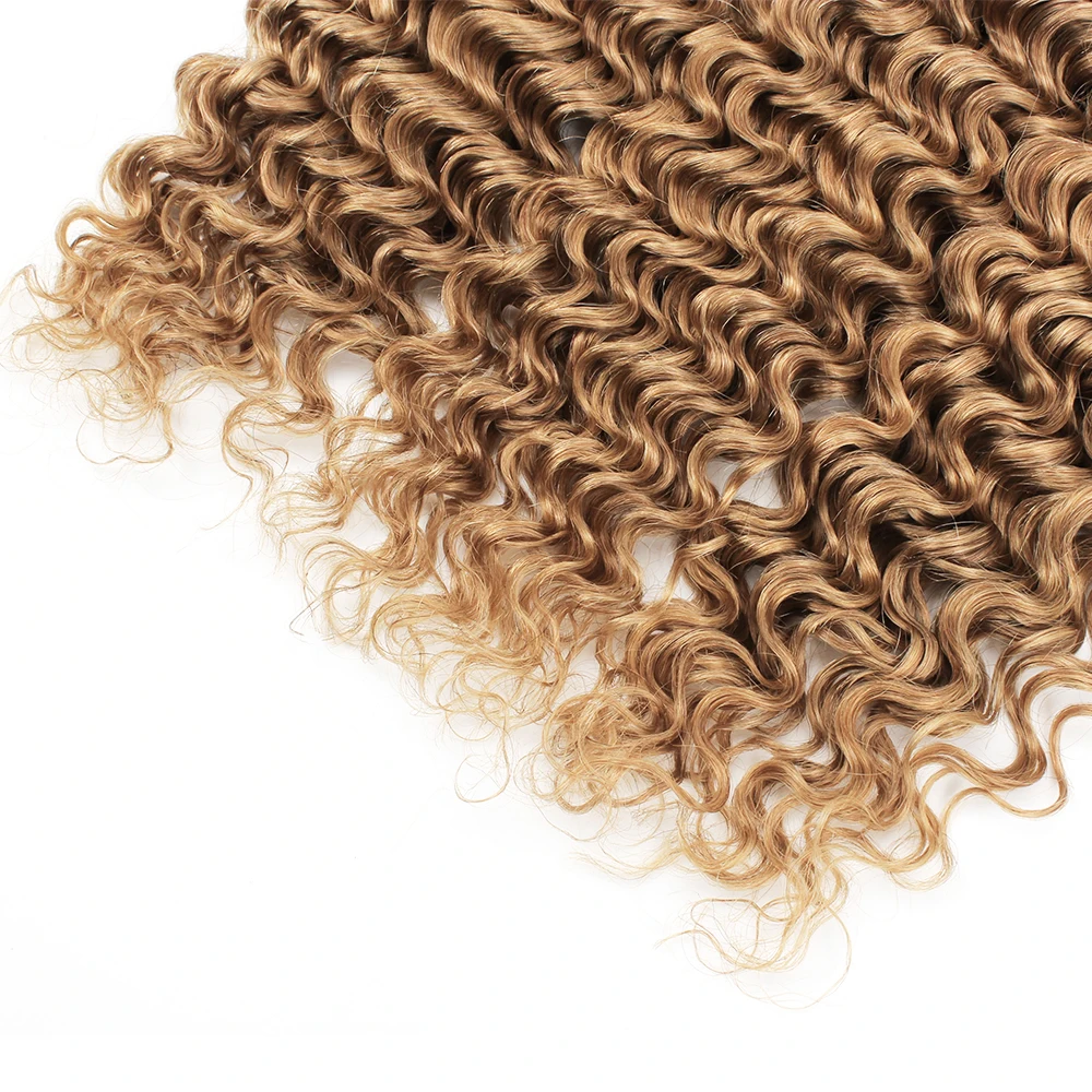 Kisshair T1B27 deep wave hair bundles 1/3/4pcs 2 tone ombre honey blonde hair deep curly pre-colored Indian human extension