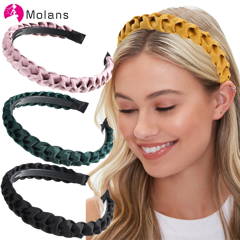 Molans-Diadema trenzada de Color sólido para mujer, diademas para chicas, anilla para el pelo tejida la moda, accesorios para el cabello con bisel - AliExpress Accesorios para la ropa
