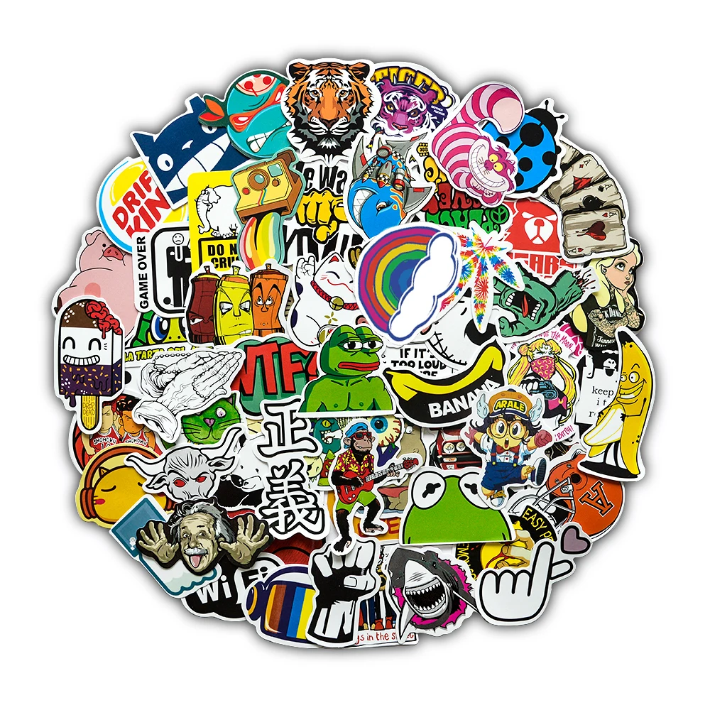 Pack De 10 Autocollants Graffiti Pour Skateboard - Vinyle - Multicolore - Neuf