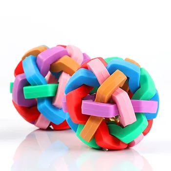 

Hot Colorful Bell Ball Interactive Biting TPR Weave Ball Dog Toy Resistant Biting Colorful Ball Dog Cat Training Toy Supplies