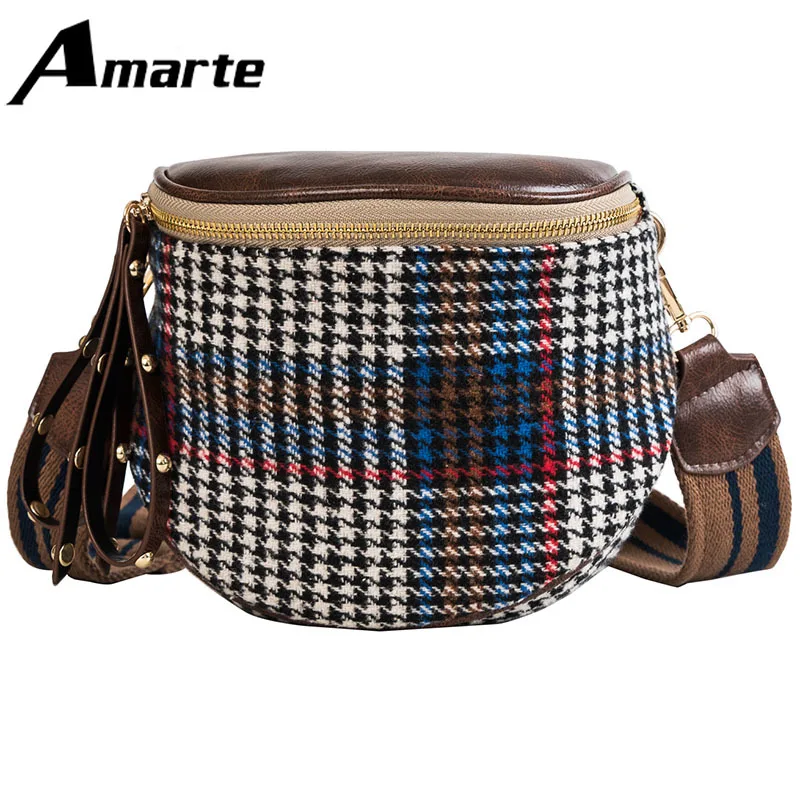 

Wool Hit Color Bucket Bag Large Capacity Wide Shoulder Strap Ladies Portable Messenger Bag Fashion Atmosphere Play Party Package