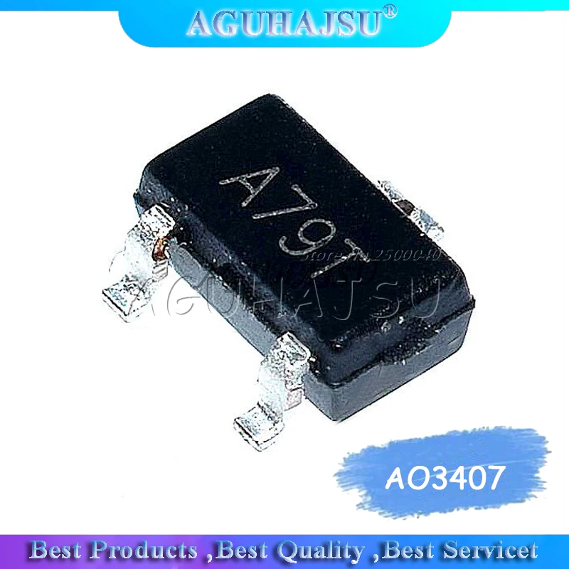 50 шт. AO3407 3407 SOT23-3 MOSFET A79T MOSFT P-Ch -30V -3.6A 64mOhm Новый оригинал | Электронные компоненты и