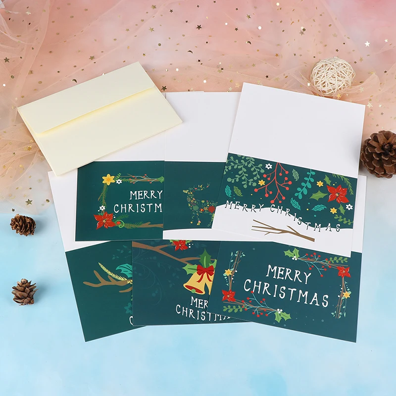  6pcs Merry Christmas Cards Christmas Party Invitation Gift Decoration Stickers New Year Greeting Ca - 4.00022E+12
