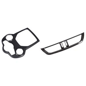 

1Pcs Carbon Fiber Style Abs Chrome Center Console Frame & 1Pcs Center Console Air Conditioning Outlet Vent Frame