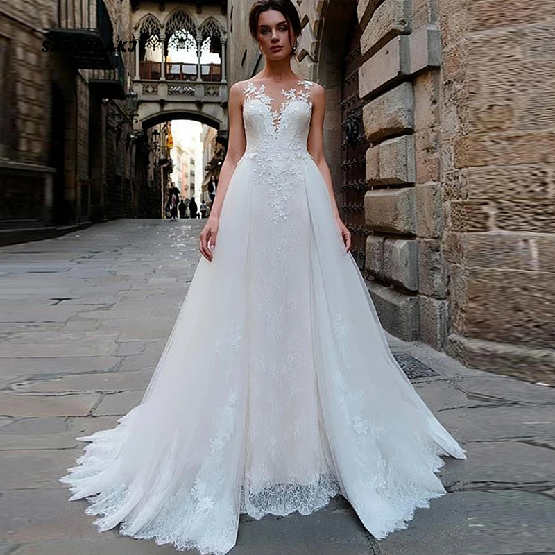SATONOAKI свадебное платье 2019 сексуальное кружевное платье без рукавов Vestidos de novia винтажное кружевное свадебное платье с аппликацией Свадебные