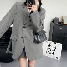 @ Yyds elegante pequeno homem mil pássaro treliça pequeno terno feminino outono novo coreano solto casual terno