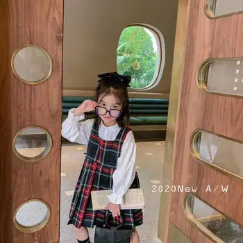 

Girls' net red with the same dress 2020 autumn new tide college style suspender skirt plaid suspender skirt
