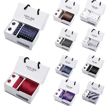 

Hot 5Pcs Men Handkerchief Cuff Button Necktie Suit Wedding Party Accessories Gift