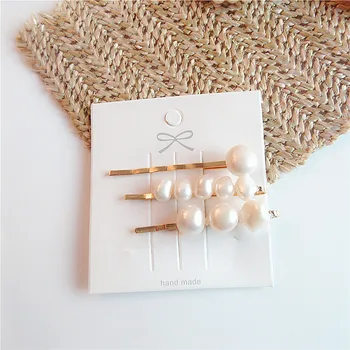 

3 Pcs New Korean Simple Temperament Baroque Natural Fresh Water Pearl Hairpins Japan Fashion Girl Women's Hair Accessories
