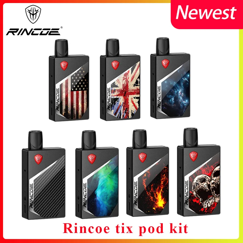 

Vape pod kit Rincoe Tix Pod kit 1000mAh built-in Battery 2ml adjustable airflow for MTL//DTL Vape pod Electronic Cigarette kit
