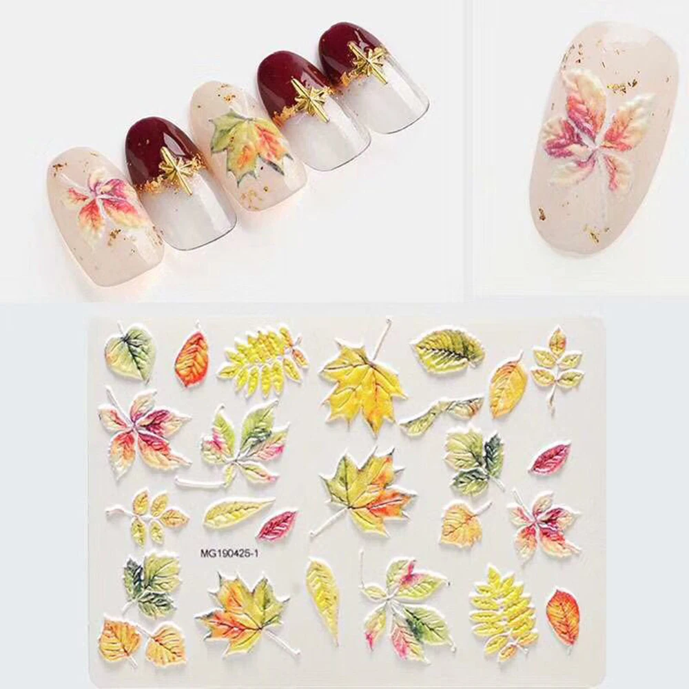 

Natural Bee 3D Acrylic Engraved Nail Sticker Nail Water Decals Fashion Empaistic Nail Water Slide Decals DIY Nail Art Decoration