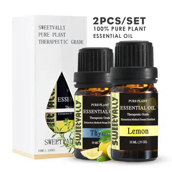 

2Pcs/Set Thyme & Lemon Essential Oil Friut Flavor Essential Oil Improve Memory Essential Oil For Indoor Humidifier Aromatherapy