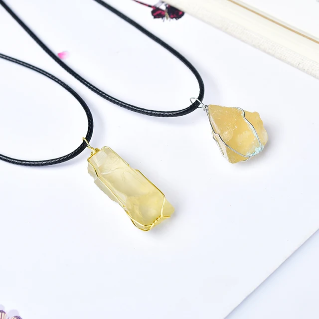 Natural Citrine Stone Crystal Necklace Raw Crystals Healing Stone Pendant Yellow Quartz For Men Women Mineral Jewelry For Gift 5
