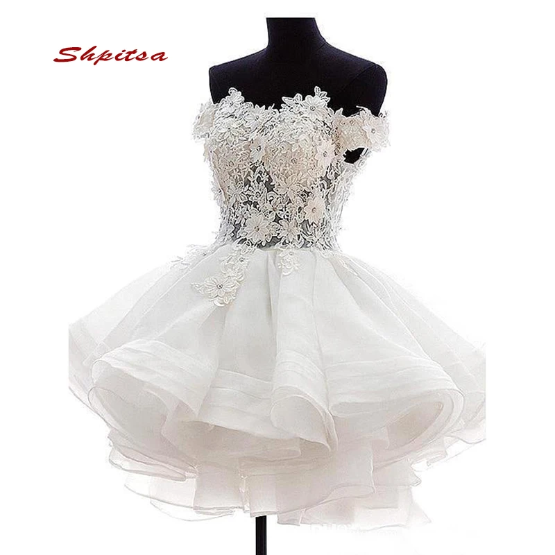 White Short Lace Cocktail Dresses Party Graduation Women Prom Plus Size Coctail Semi Homecoming Formal Dresses