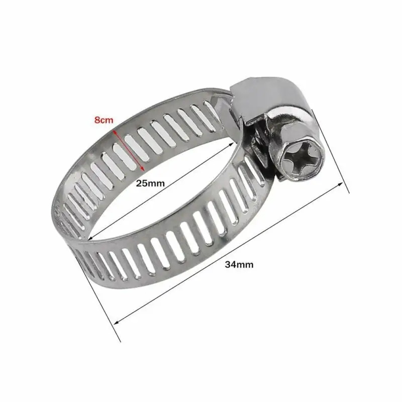 

100x 1 Adjustable Stainless Steel Hose Clamp Worm Gear Fuel Line Worm Clip Set