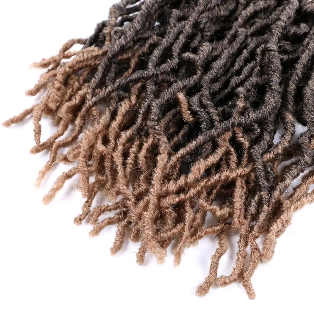 Pervado Hair 18inch Nubian Micro Locs Synthetic Braiding Hair Extension Black Brown Ombre Faux Locks Crochet Braids