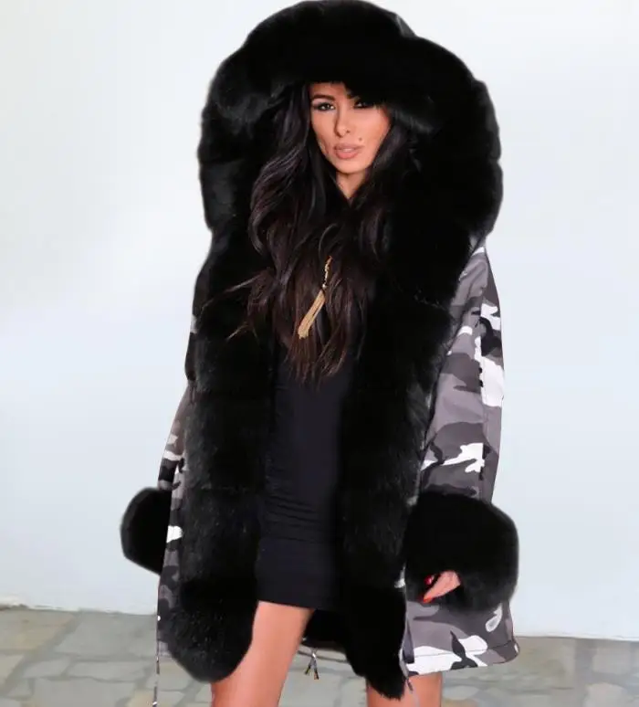 style6 Новое пальто из искусственного меха, сохраняющее тепло, Женское зимнее Свободное пальто, Кепка-капюшон, пальто, камуфляжная Хлопковая женская куртка, пальто - Цвет: style6