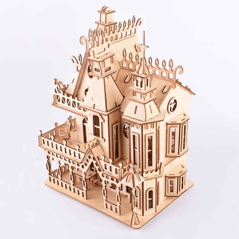 Вилла деревянное ремесло строительный комплект деревянное ремесло вилла DIY 3D деревянная вилла головоломка деревянная головоломка игра сборка игрушка подарок для детей