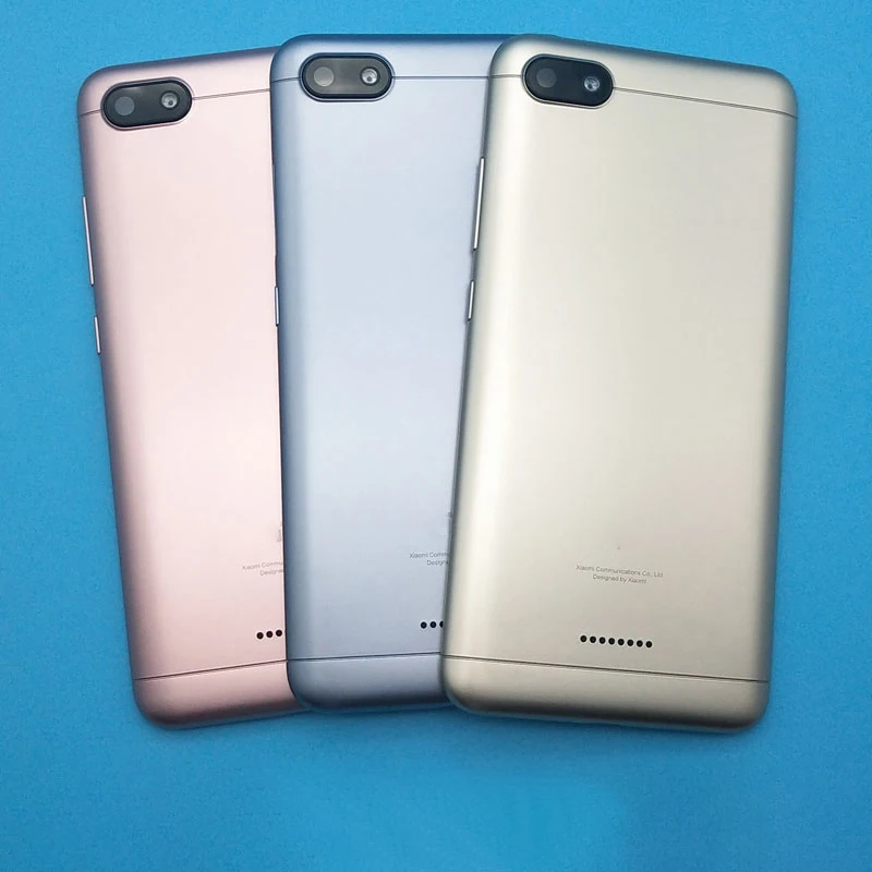Single Card Side Keys+Lens Back Cover For Xiaomi Redmi 6A Back Housing Door Battery Cover For Xiaomi Redmi6 A Back Battery Cover