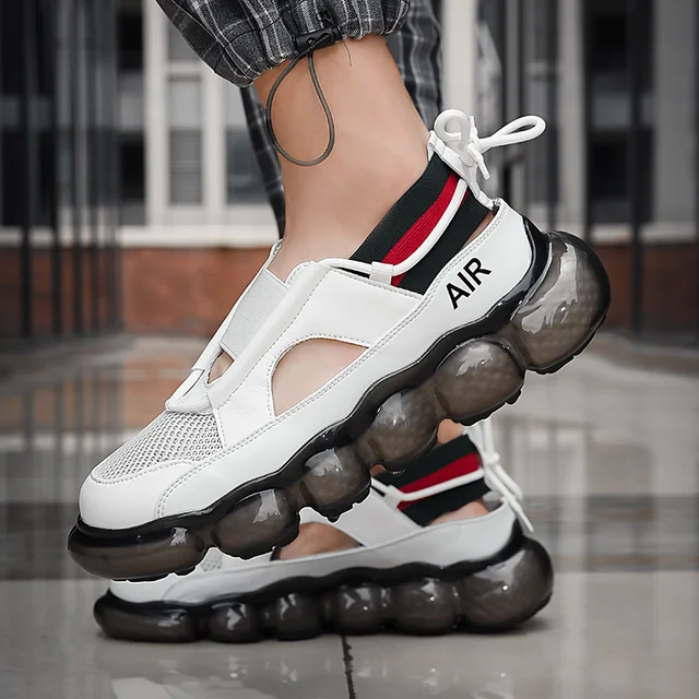 Fashion Men's Sandals Summer Soft Sandals High Quality Microfiber Leather Sandals Outdoor Antiskid Damping Men Roman Sandals W0799 White