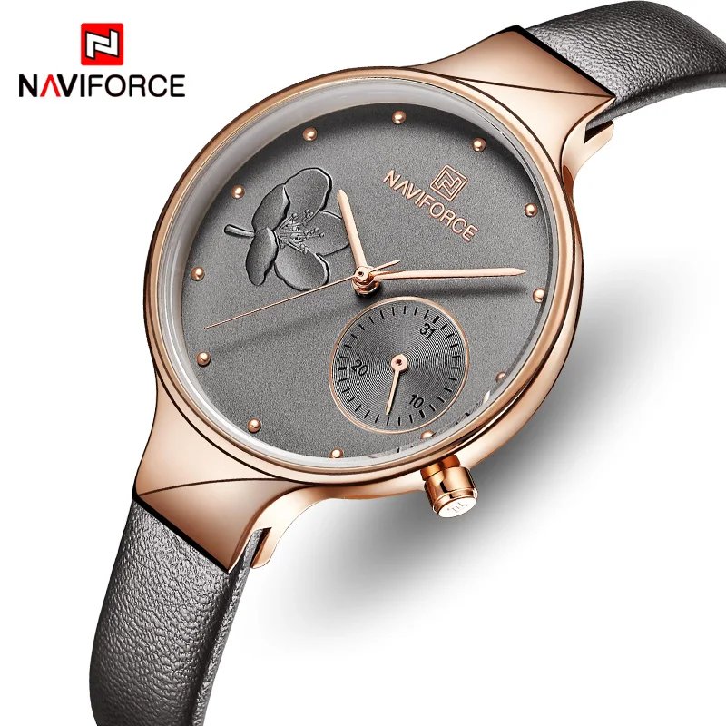 NAVIFORCE женские часы лучший бренд класса люкс Модные женские кварцевые наручные часы женские кожаные водонепроницаемые часы девушка Relogio Feminino