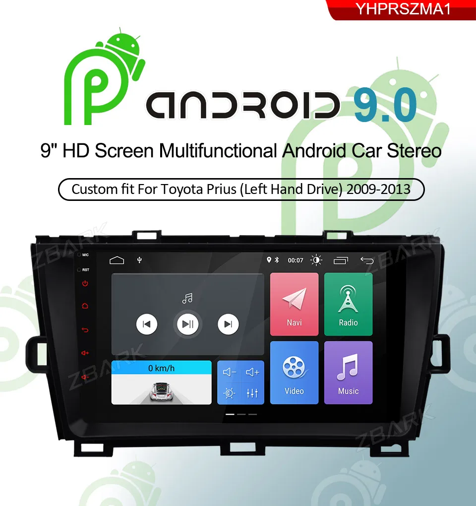 Discount 9 inch 2 Din Android 9.0  GPS Navi  bluetooth left  hand drive Car Radio stereo  Player for TOYOTA Prius 2009  - 2013 YHPRSZMA1 0