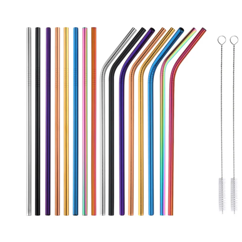 100pcs Stainless Steel Drinking Straw Wholesale Reusable Straw Gold Metal  Straws Food Grade Juicy Party Straws Brush Set Bar - AliExpress