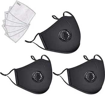 

3 Pcs Cotton Fae Mask Pm2.5 Mouth Masks Face Shiled Washable Reusable Breathable Masks With 6 Pcs Filters Mouth Cover Mascarilla