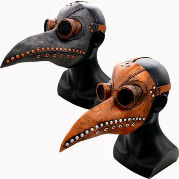 

Halloween Cosplay Medieval Steampunk Accessories Plague Doctor Latex Mask Punk Middeleeuws Masks Adult Beak Scary Costume