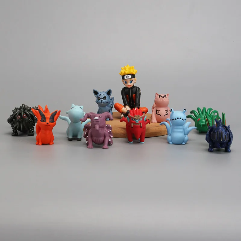 [MYKPOP]NARUTO Amine Figures 11pcs Cartoon Desk Decoration Birthday Cake Naruto And Bijuu Kurama kyuubi Enko O Enma SC20052813 | Игрушки и