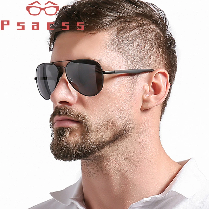 Мужские поляризационные солнцезащитные очки Psacss Pilot TR90 с прозрачными линзами
