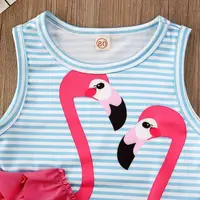 1-4Years Kid Baby Girls Swimsuits Flamingo Striped Swimwear For Girls Summer One_Piece Swimsuit Girls Beach Bathing Suit 3