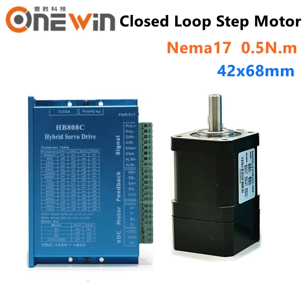 0.5n.m Nema17 Closed Loop Stepper Motor Kit 42mm 42hb25048b With