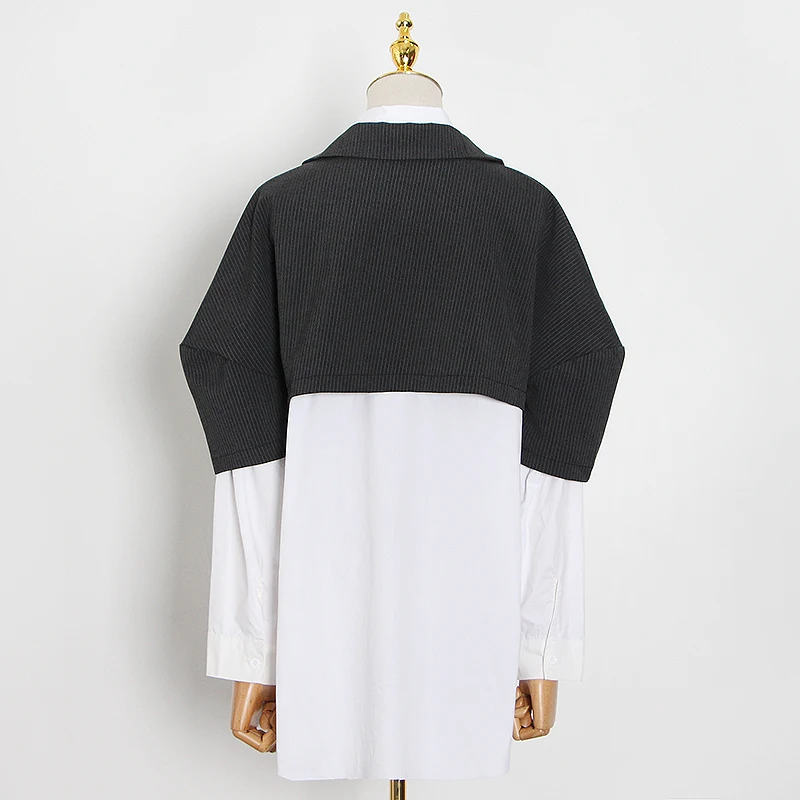 TWOTWINSTYLE Casual Patchwork Striped Women Shirt