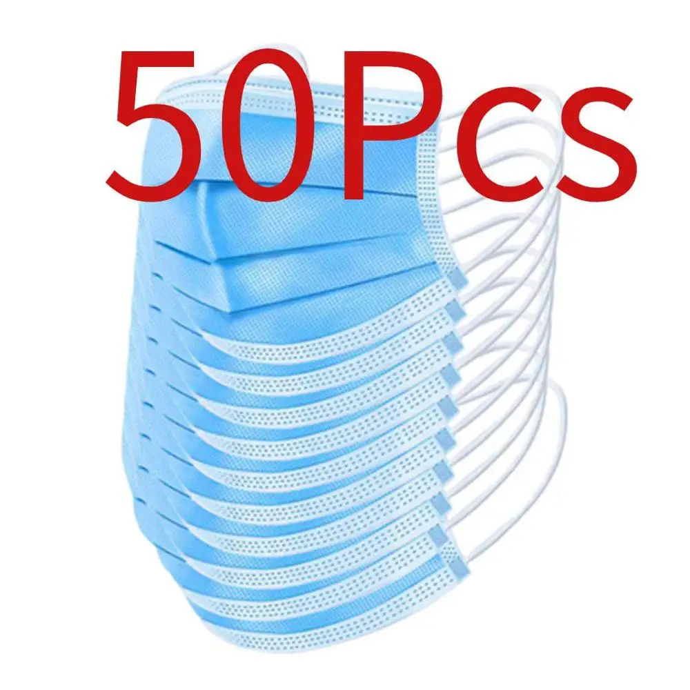 

50Pcs Non-woven Disposable Mouth Masks Adult Anti Haze Mask Anti-dust Mouth Masks Windproof Mouth Face Masks
