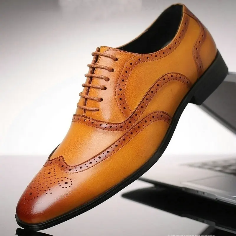 Men Formal Shoes fashion Oxford Shoes Men's retro business shoes Men Dress Large size