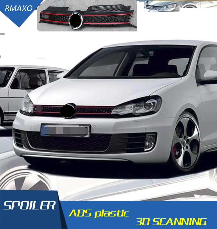

For Volkswagen Golf 6 Racing Grills 2014-2017 Honeycomb grid Front Racing Grill Grille black Front bumper modified for golf