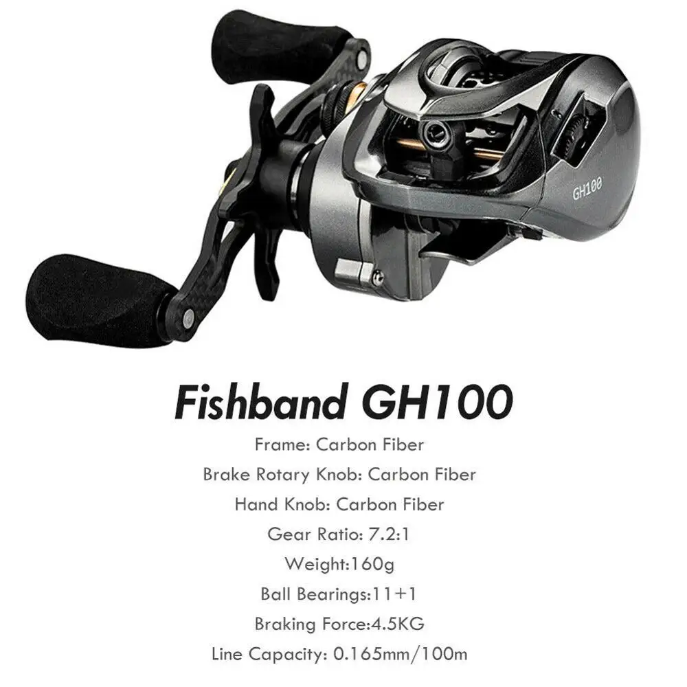 GH100 GH150 Baitcasting Reel High Speed 7.2:1 Gear Ratio 11+1BB Fresh/Saltwater Magnetic Brake System Ultralight Fishing Reel - Цвет: GH100