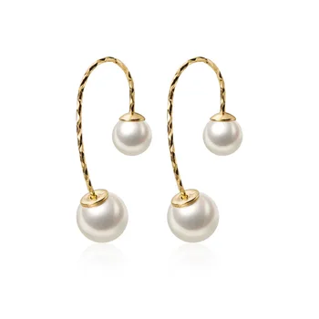 

MloveAcc Korea Style 925 Sterling Silver Fashion Women Earrings Hoop with Shell Pearls Pretty Party Jewelry