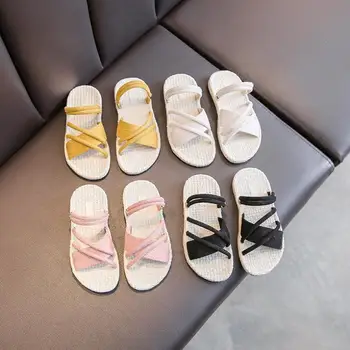 

Children's Shoes Girls Sandals Princess Shoes Classic Cross Summer Shoes Children PU Sandals Roman Tide