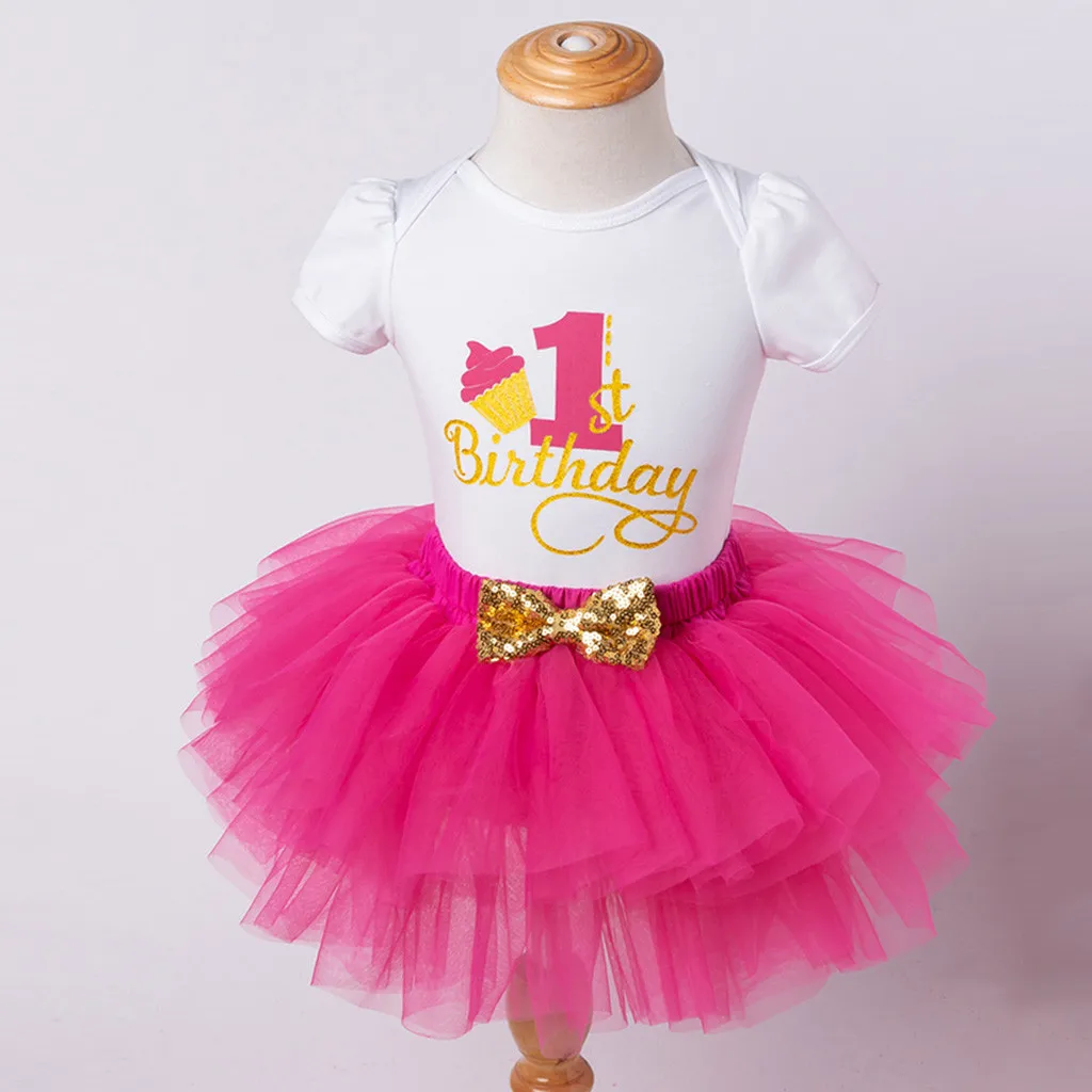 Одежда для новорожденных девочек с надписью «My First Birthday»; комбинезон с короткими рукавами и цифрами; однотонная фатиновая юбка-пачка; Roupa Infantil Menina