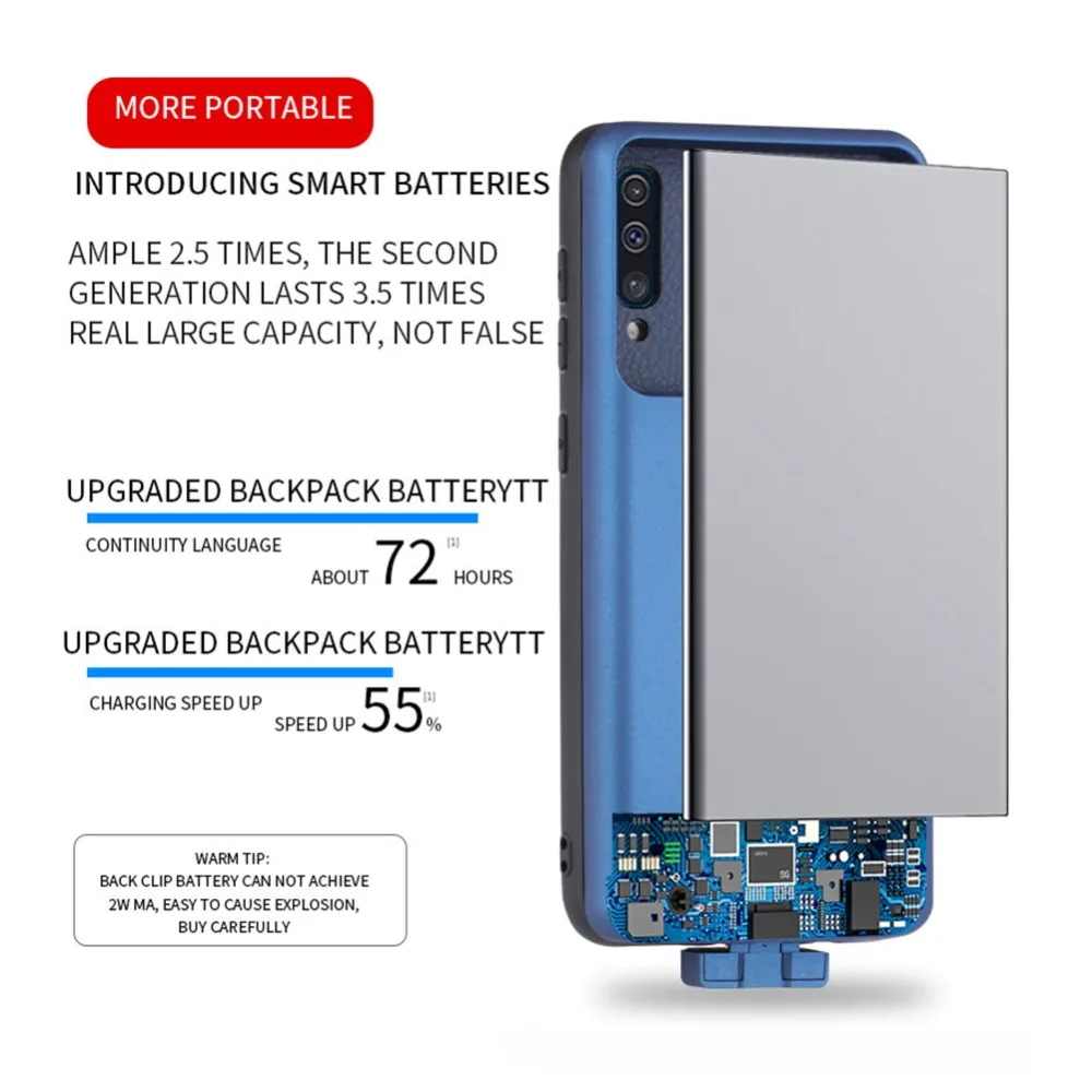 7000 мАч для samsung Galaxy A50 чехол для аккумулятора тонкий резервный чехол для зарядного устройства Внешний смарт-аккумулятор для samsung A50 чехол для аккумулятора