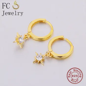 

FC Jewelry 925 Silver Small Circle Gold Color Star Cartilage Huggie Hoop Earring For Women Gifts Ear Piercing Accessories 2020