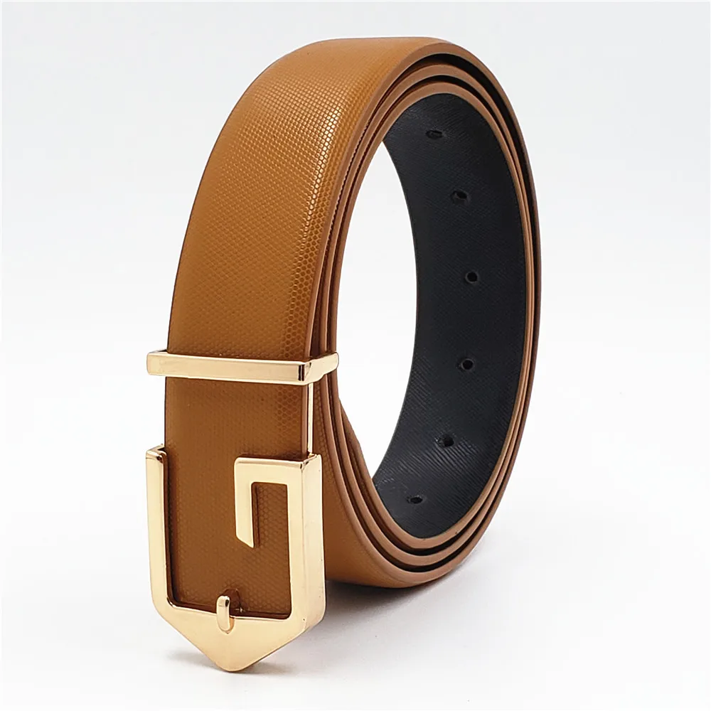 50PCS Designer G Buckle Genuine Leather Belts For Men Women Fashion Business Casual Belt Luxury Strap Smooth Buckle Waistband